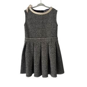 Lili Gaufrette girls gray metallic gold sleeveless fit and flare dress size 3